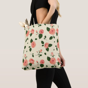 Pretty Pink Roses Pastel Pink Pattern Tote Bag