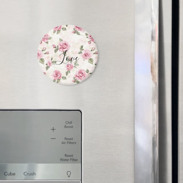 Pretty Pink Roses Romantic Love Magnet (In Situ (Fridge))
