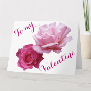 Pretty pink roses Valentine love beautiful floral Card