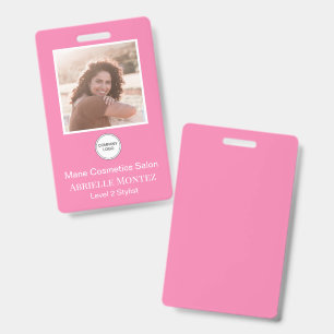Pretty Pink Salon Employee Photo Company Logo Badge