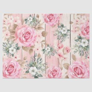 Pretty Pink Shabby Chic Roses & Eucalyptus  Tissue Paper