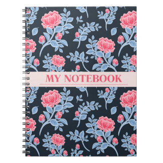 Pretty Pink & Sky Blue Floral Aesthetic Notebook