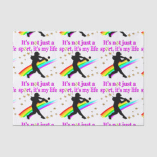 PRETTY PINK SOFTBALL IS MY LIFE DESIGN TISSUE PAPER