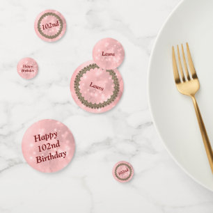 Pretty Pink sparkly Happy 102nd Birthday Confetti