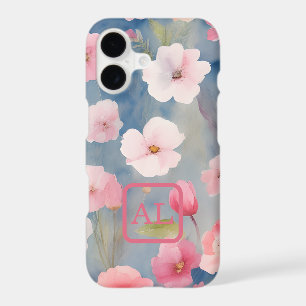 Pretty Pink Spring Flower Oil Painting Monogrammed