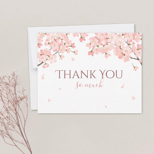 Pretty Pink Spring Sakura Japanese Cherry Blossoms Thank You Card