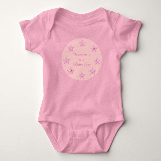 Pretty Pink Star Custom Baby Bodysuit (Front)