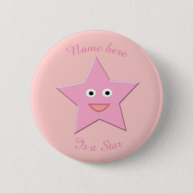 Pretty Pink Star Custom Button (Front)