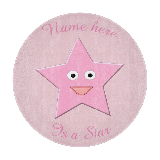 Pretty Pink Star Custom Cutting Board (Front)