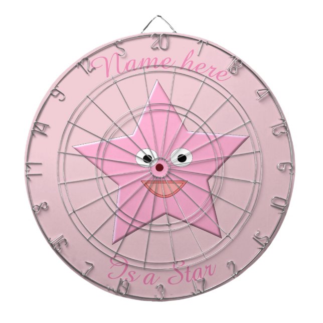 Pretty Pink Star Custom Dart Board (Front)
