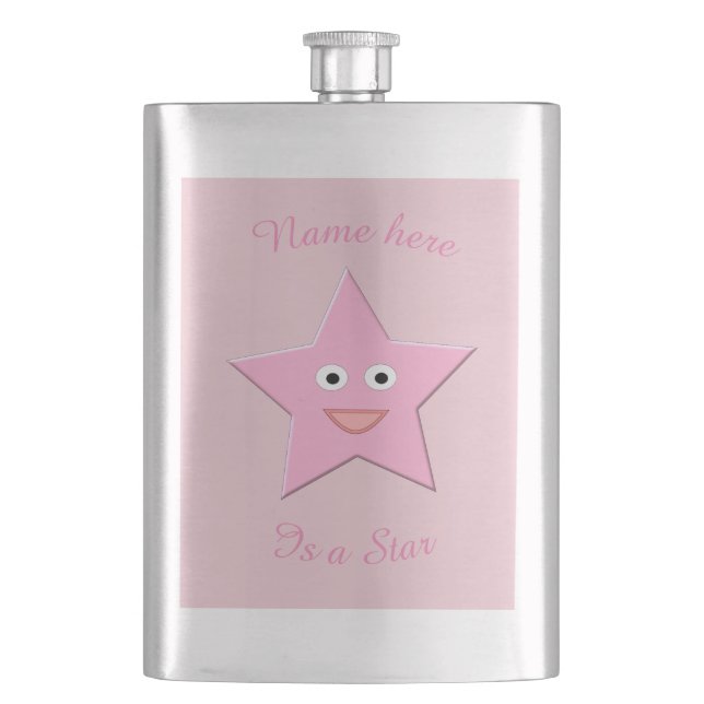 Pretty Pink Star Custom Flasks (Front)
