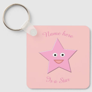 Pretty Pink Star Custom Keychain