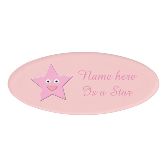 Pretty Pink Star Custom Name Tag (Front)