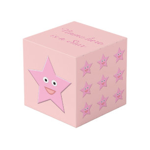 Pretty Pink Star Custom Photo Cube
