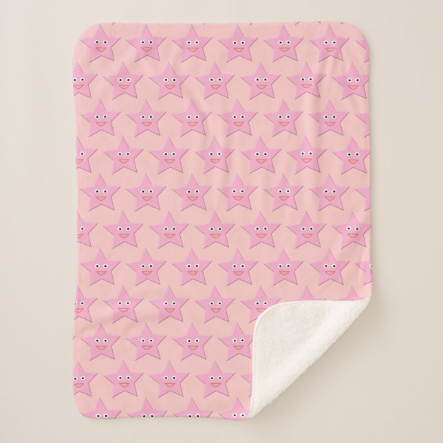 Pretty Pink Star Sherpa Blanket (Front)