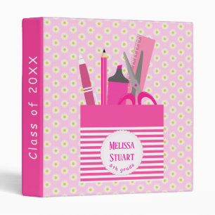Pretty Pink Stationeries White Flowers Girly Binder