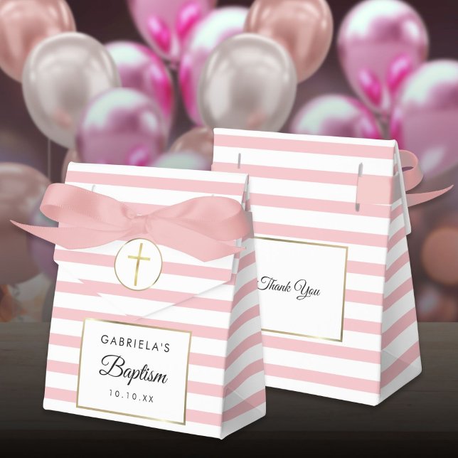 Pretty Pink Stripe Baptism Christening Favor Box (Pretty Pink Stripe Baptism Christening Favor Boxes
)
