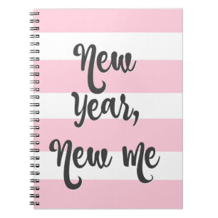 Pretty Pink Stripe Journal New Year New Me