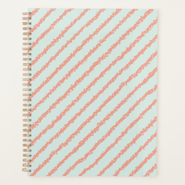 Pretty Pink Stripes Pastel Blue Planner (Front)