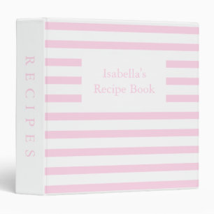 Pretty Pink Stripes Recipe Book Binder