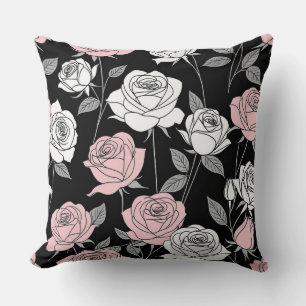 Pretty pink Stylized Roses Throw Pillow