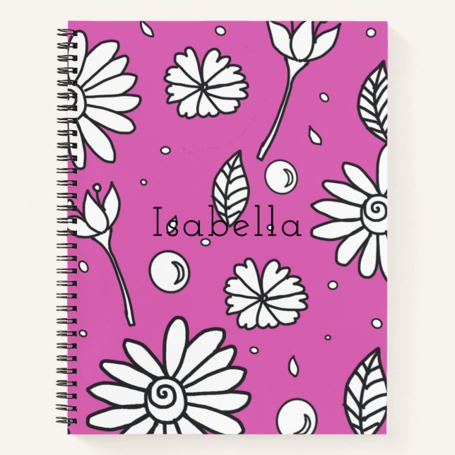 Pretty Pink Summer Flower Notebook (Front)