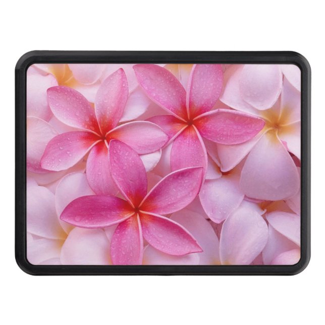 Pretty Pink Summer Flowers  Trailer Hitch Cover (Front)