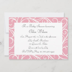 Pretty Pink Swirls Baby Shower Invitation