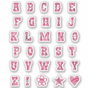Pretty Pink Swirls Trendy Initials Alphabet Letter