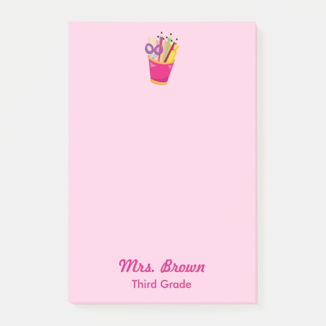 Pretty Pink Teacher School  Post-it Notes (Front)