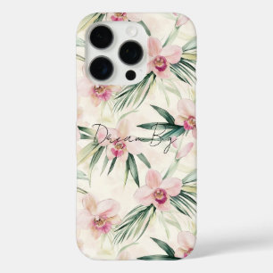 Pretty Pink Tropical Orchid Flowers iPhone 16 Pro Case