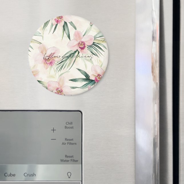 Pretty Pink Tropical Orchid Flowers Magnet (In Situ (Fridge))