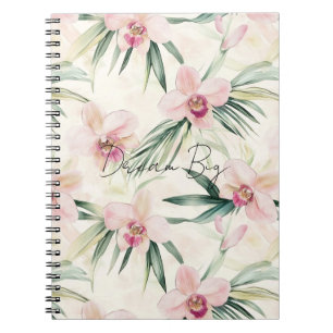 Pretty Pink Tropical Orchid Flowers Notebook