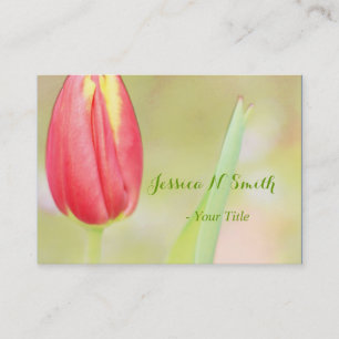 pretty pink tulip flower photo art professional business card