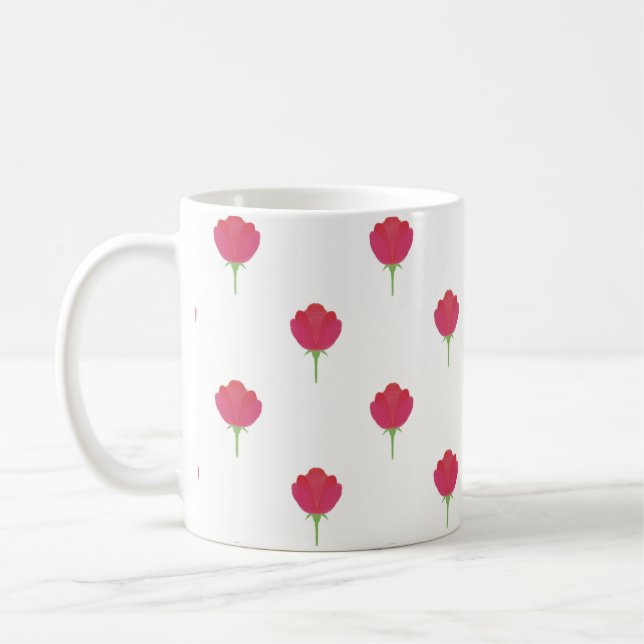 Pretty Pink tulip pattern Coffee Mug (Left)