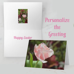Pretty Pink Tulip Photographic Floral Easter Card