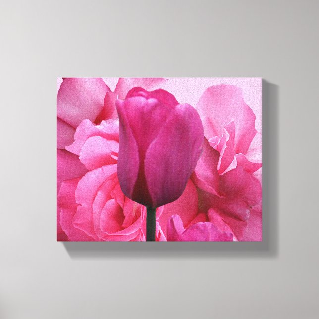 Pretty pink tulip rose flower simple modern floral canvas print (Front)