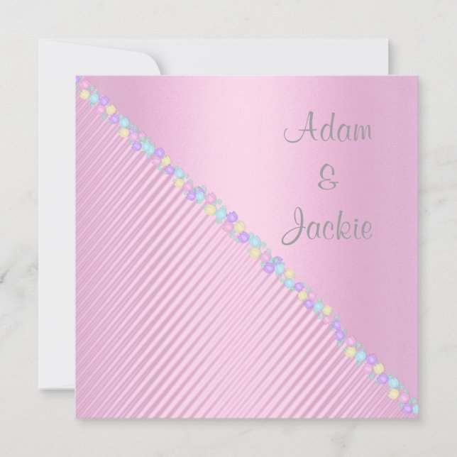 PRETTY PINK TULIP WEDDING INVITATIONS (Front)