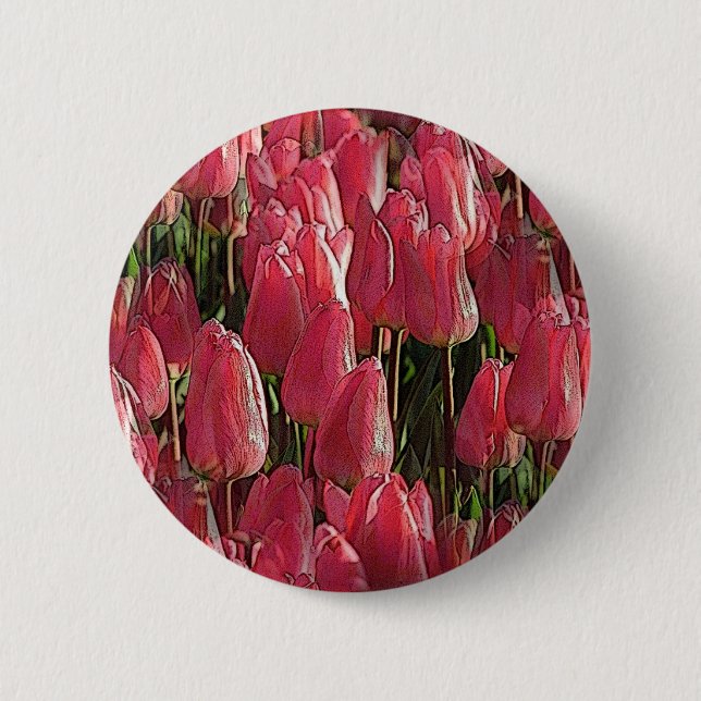 Pretty Pink Tulips 2 Inch Round Button (Front)