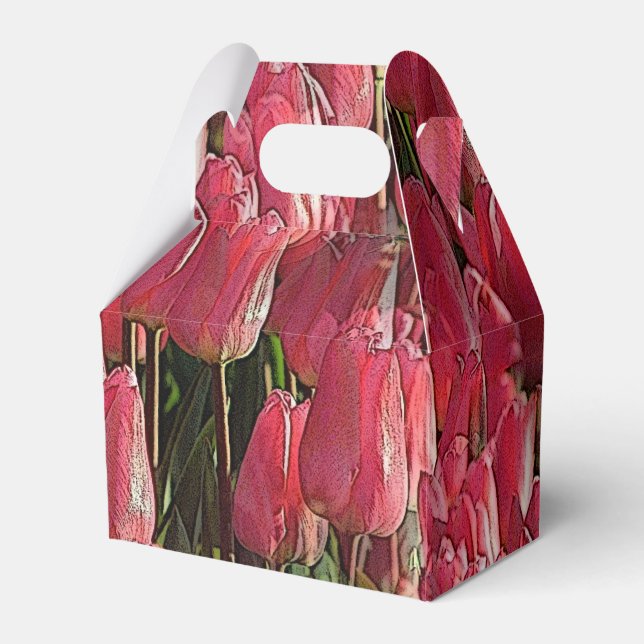 Pretty Pink Tulips Favor Box (Front Side)