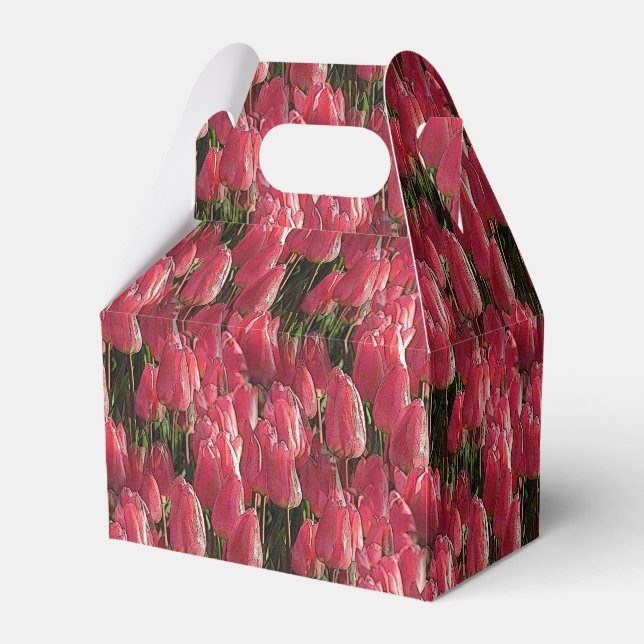 Pretty Pink Tulips Favor Box (Front Side)