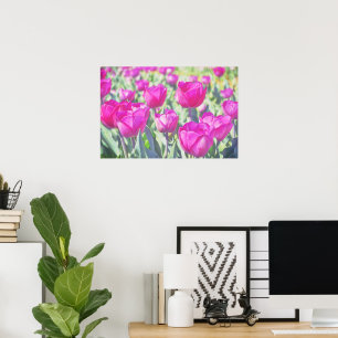 Pretty Pink Tulips Garden Art Poster