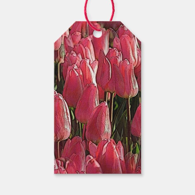 Pretty Pink Tulips Gift Tags (Front)