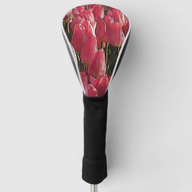Pretty Pink Tulips Golf Head Cover (Front)