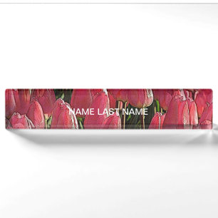 Pretty Pink Tulips Nameplate