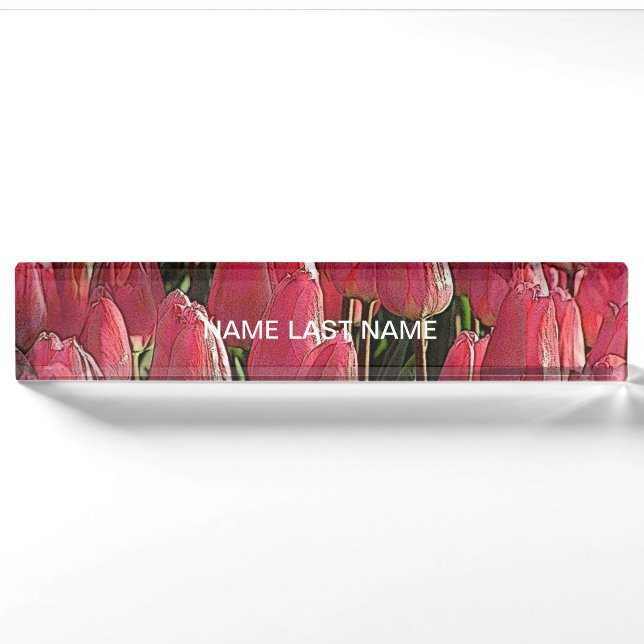 Pretty Pink Tulips Nameplate (Front)