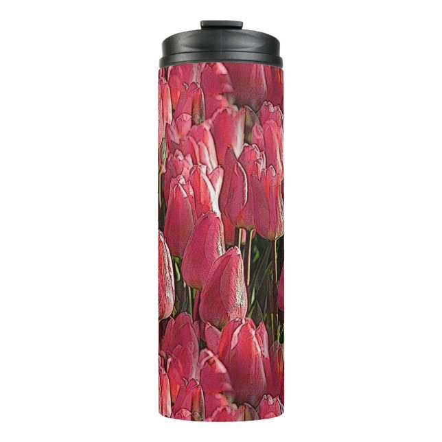 Pretty Pink Tulips Thermal Tumbler (Front)