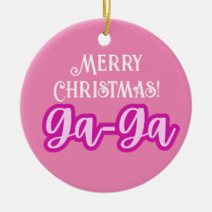Pretty Pink Typography Merry Christmas Ga-Ga Ceramic Ornament
