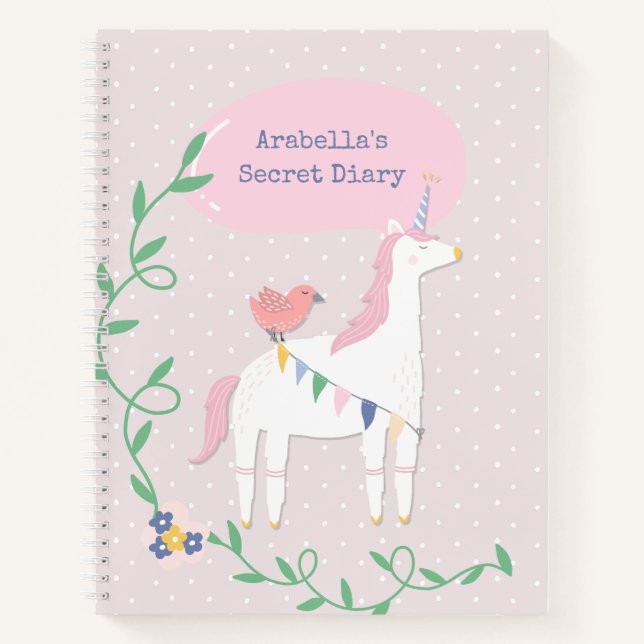 Pretty Pink Unicorn Girl's Secret Journal (Devant)