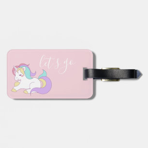 Pretty Pink Unicorn Wanderlust Quote   luggage tag